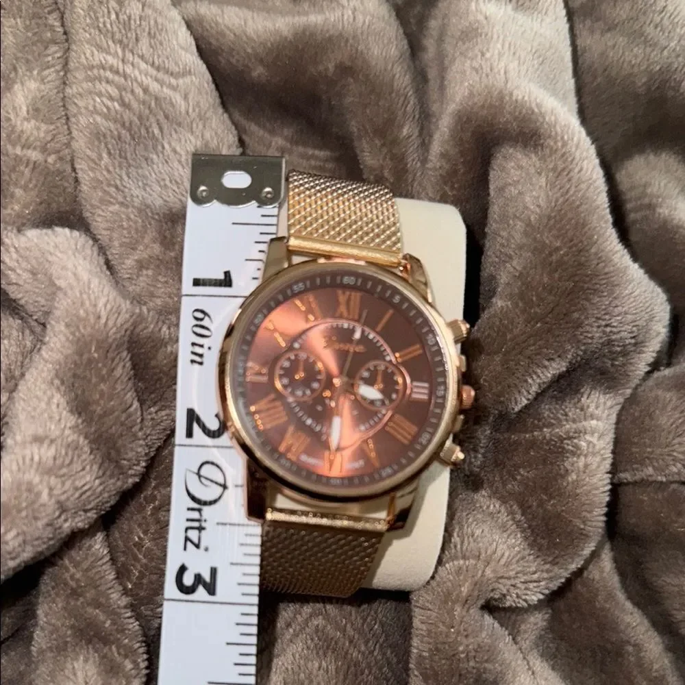 Geneva Gold Mesh Watch Elegant Accessories